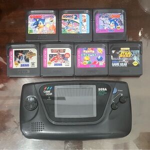 Working Sega Game Gear Handheld System Console Model 2110 W/ 7 Games.
